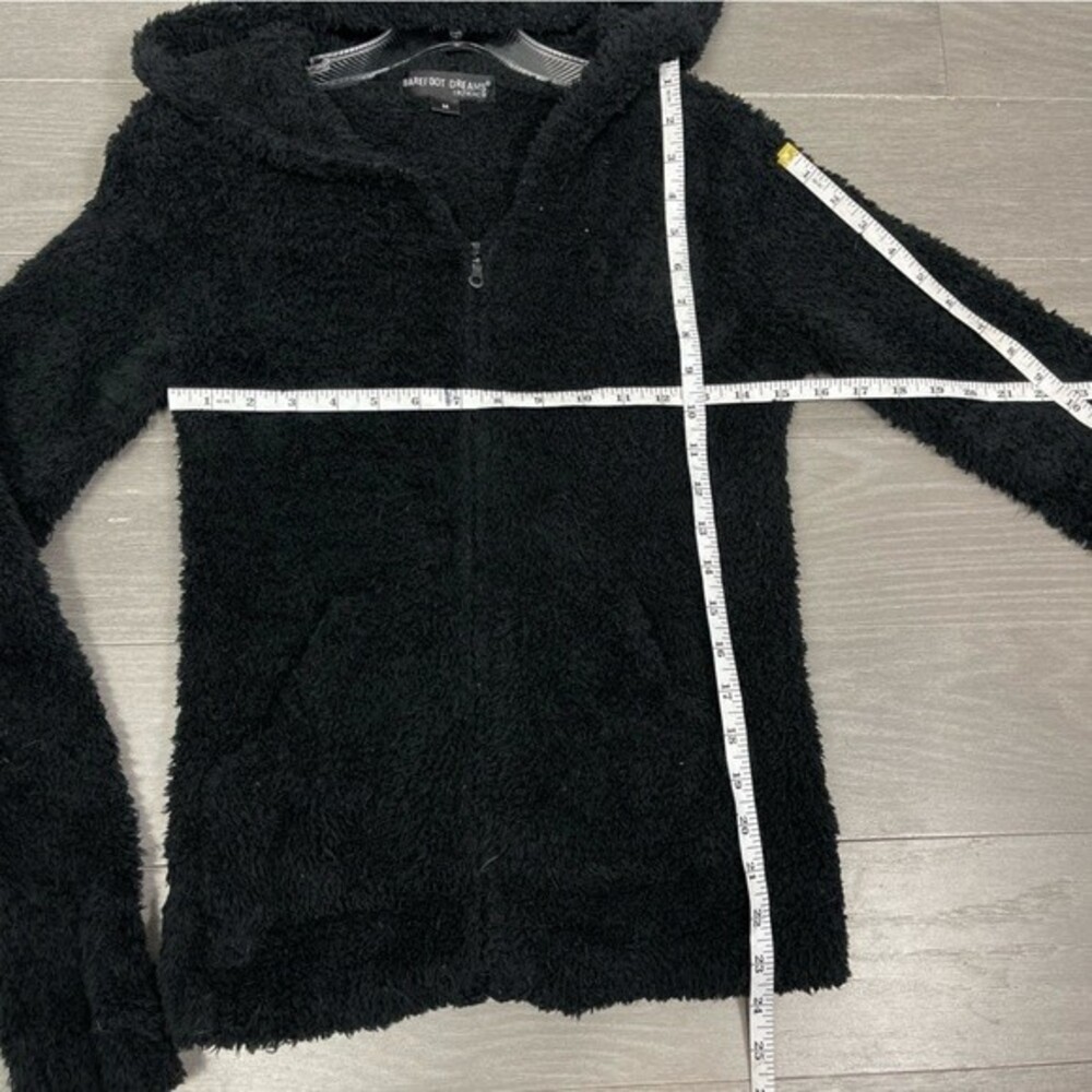 Barefoot Dreams CozyChic Relaxed Zip Up Pocket Hoodie Fuzzy Jacket Black 515 M - Picture 13 of 14